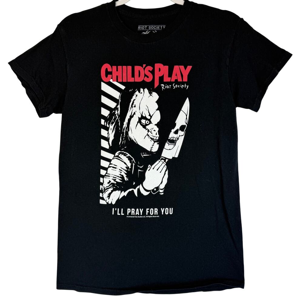Riot Society Childs Play Chucky Horror Graphic Tee Shirt Unisex Size S Black